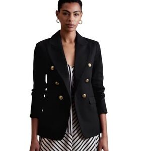 New Banana Republic Factory Icon Blazer Size 4 Black Gold Buttons Cotton